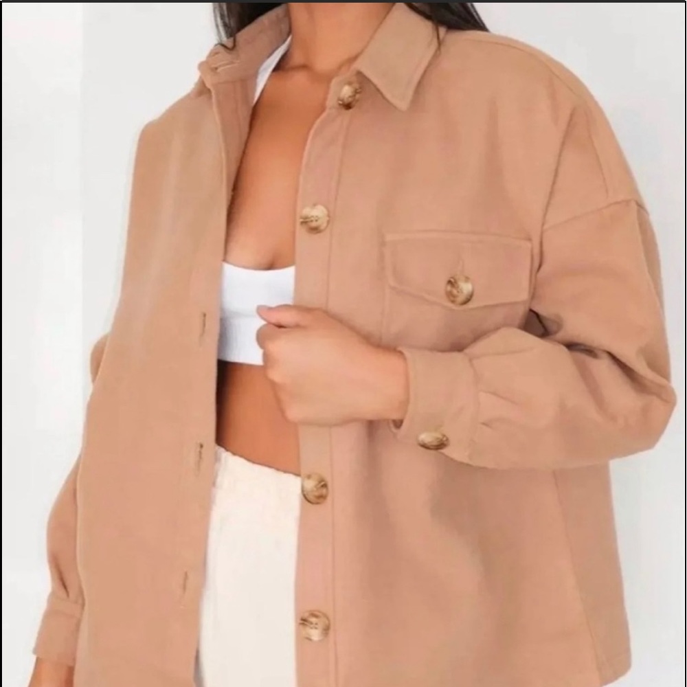 Missguided Tan oversized shacket